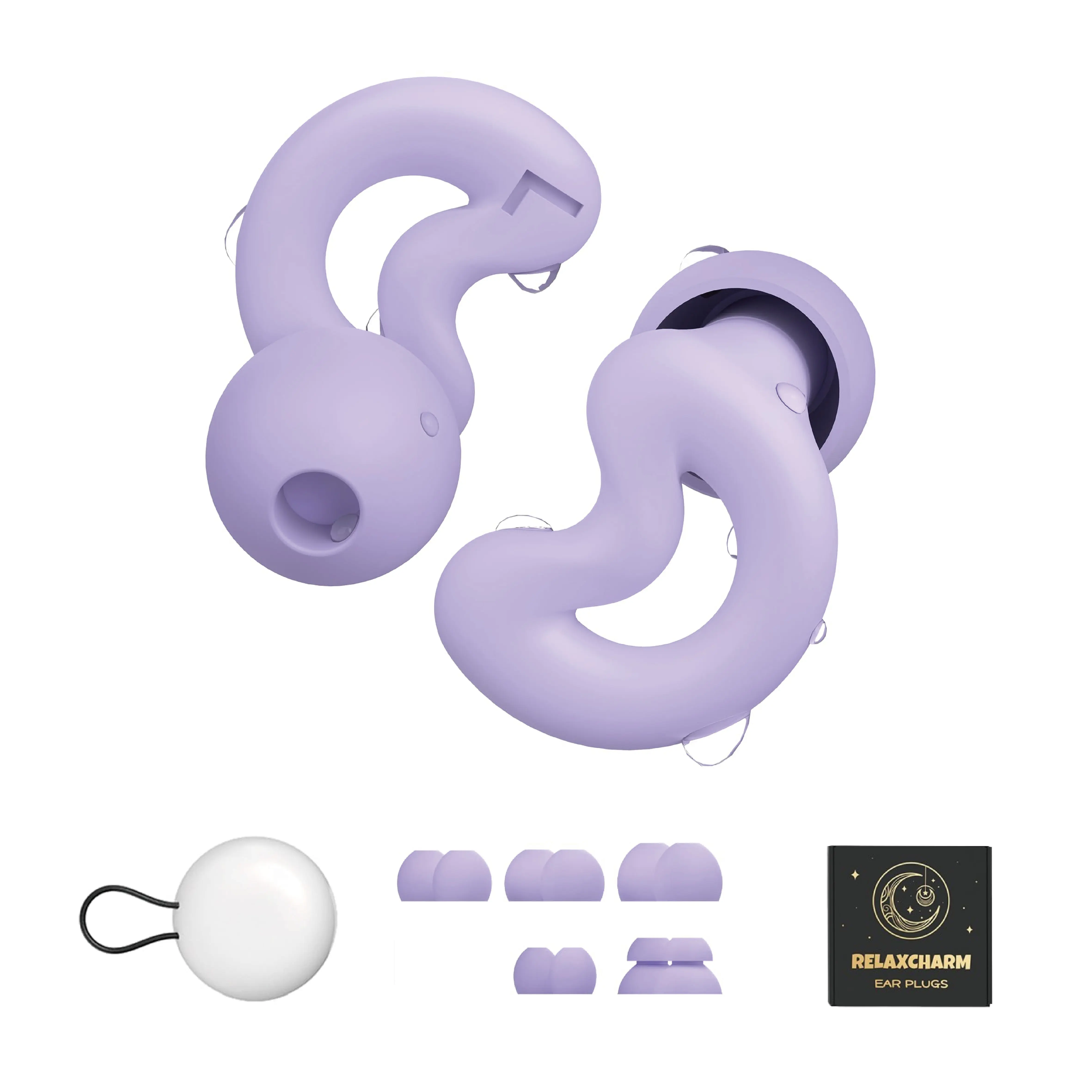 RelaxCharm EarPlugs for Sleeping Noise Cancelling Up to NRR49dB-Ultra Soft, Reusable Silicone Ear Plugs for Sleep Snoring Blocking, Side Sleepers-10 Ear Tips in XS/S/M/L/Double Layer-Purple