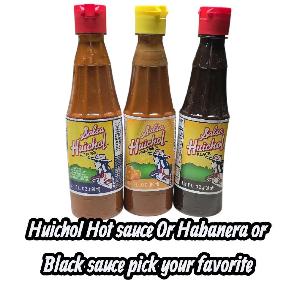 Salsa Huichol Hot sauce or Habanera or Black sauce  6.5-oz (190ml) each