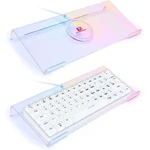 Computer Keyboard Holder, 366 Kinds RGB Compact Tray, Gaming USB Interface Titled Stand,  Typing Clear Riser for Office Desk, PC