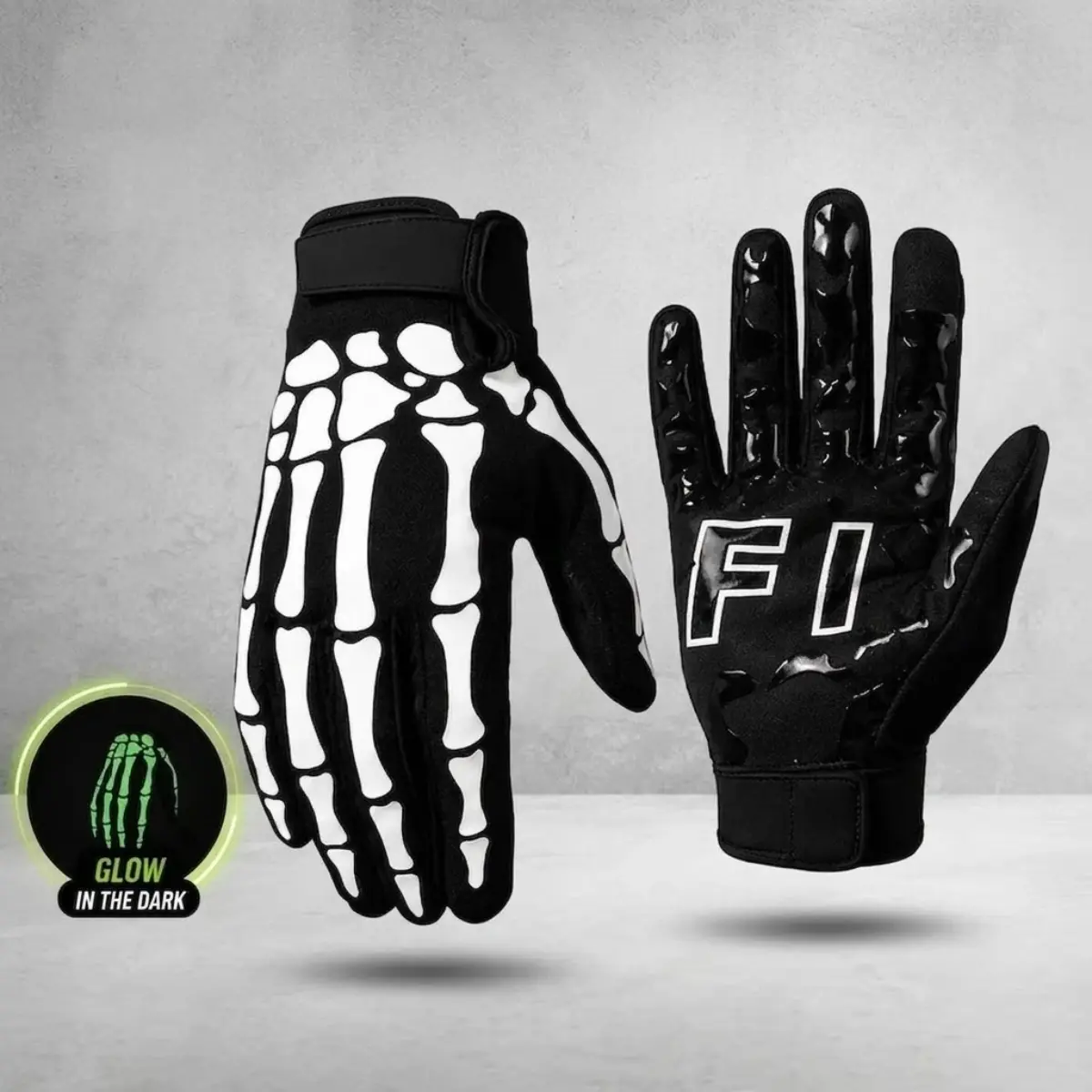 Skeleton Glow in the Dark Football Gloves, Sticky Silicone Grip Receiver Gloves with Padded Palm & Touchscreen, Breathable Sports Gloves for Youth & Adults