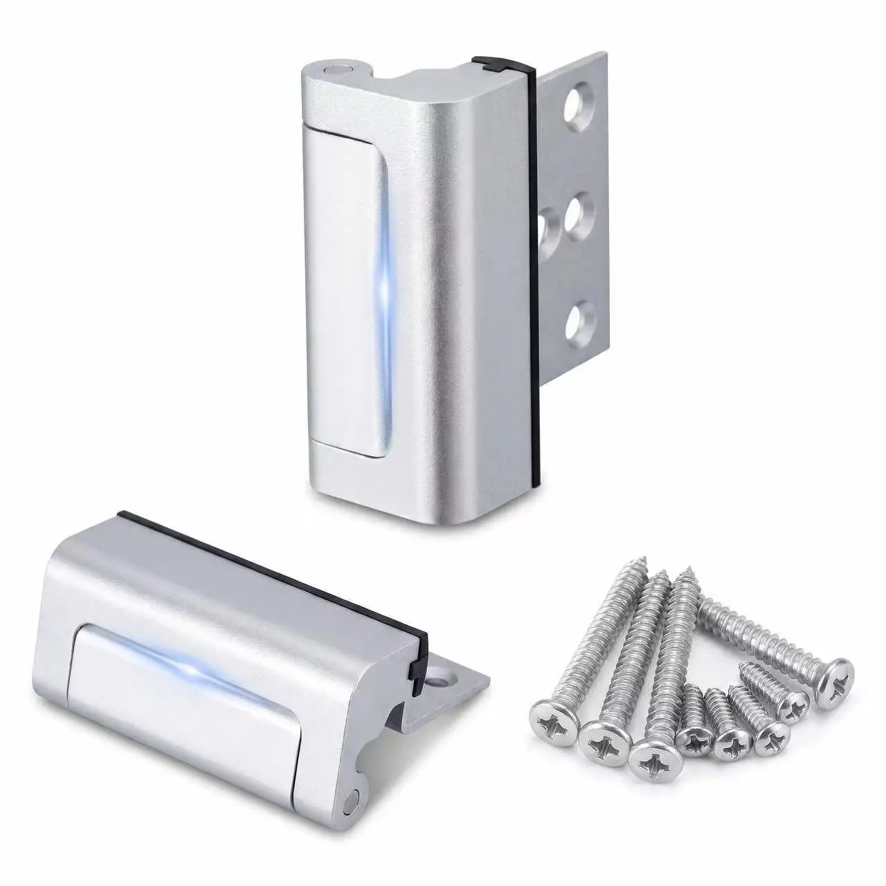 2Pcs Heavy Duty Childproof Security Door Locks, Aluminum Silver Reinforcement Locks, 800lbs Force Withstand Capacity, Elevate Home Security & Deter Unauthorized Entry, Childproof Lock