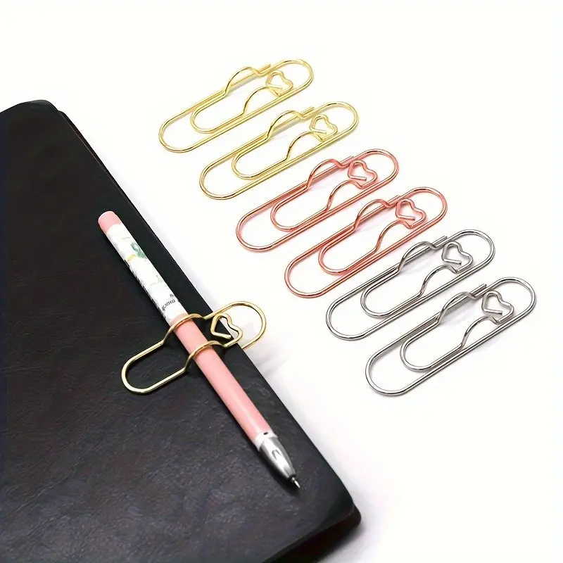 10-Piece Multi-Functional Pen Clips, Portable Metal Paper Clips, Large Office Supplies, Suitable for School, Notebooks, Books, Diaries, Scrapbooks, Multiple Colors, Variety