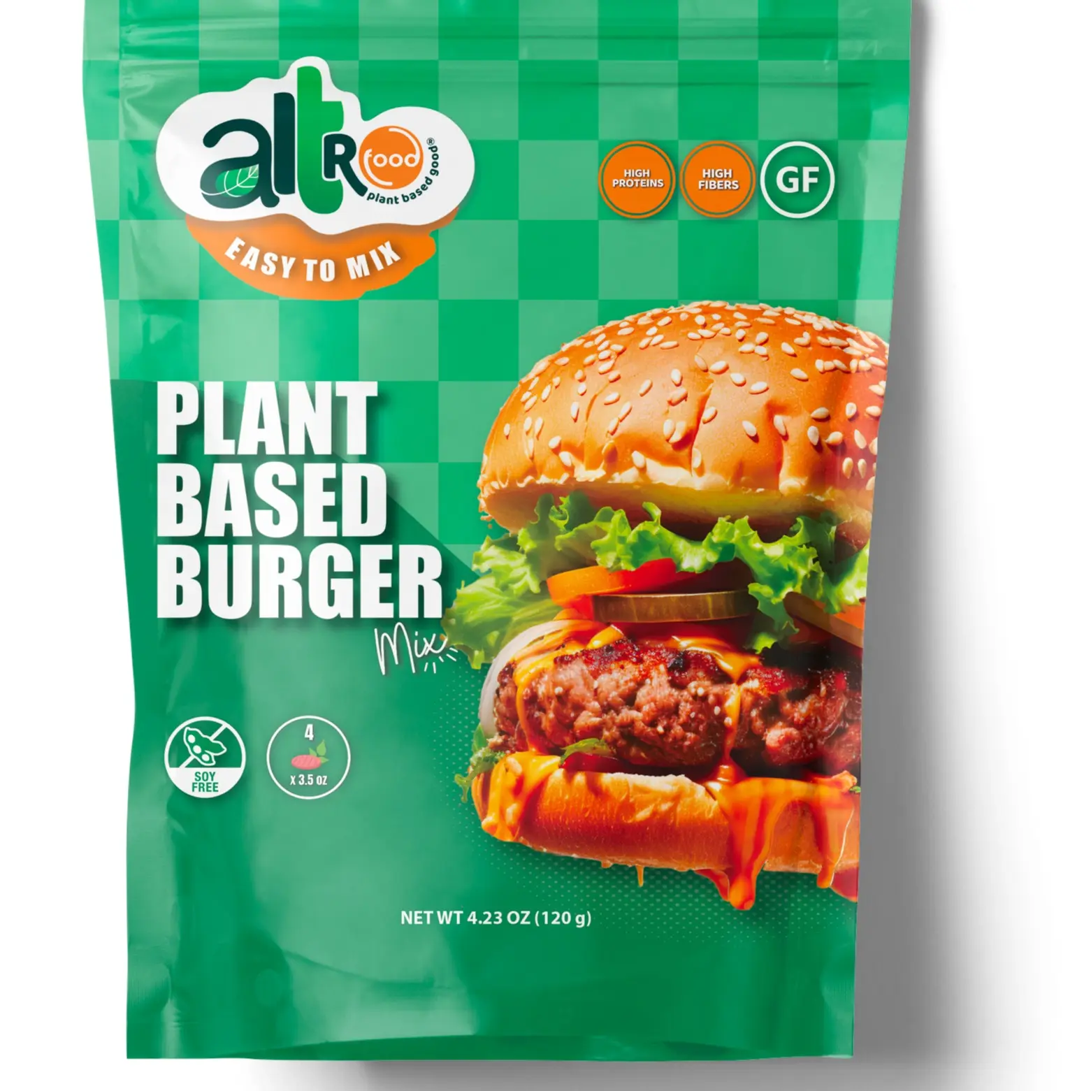 Altrofood Plant-Based Burger, Made in Italy, High Protein, Dairy Free, Soy Free, Gluten Free