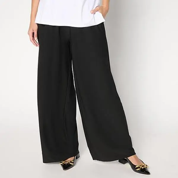 MarlaWynne WynneCollection Luxe Crepe Soft Suiting Wide Leg Pant