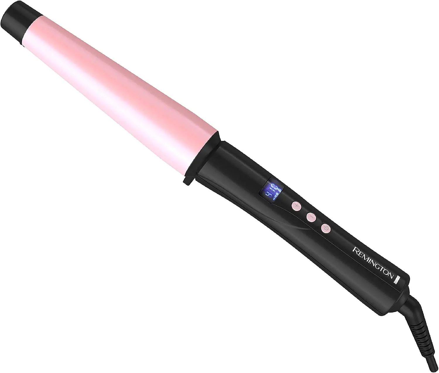 Remington CI9538 Pro Pearl Ceramic Conical Curling Wand (1"-1.5"), Black/Pink - Digital Controls, 10 Heat Settings, 30-Second Fast Heat-Up, Auto Shut-Off for Safety