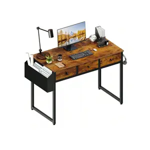 New 2024  Lufeiya Small White Computer Drawers for Bedroom Home Office 40 Inch Vanity Desk with Storage Fabric Drawer and Bag Study Writing Table Home Decor Ideas