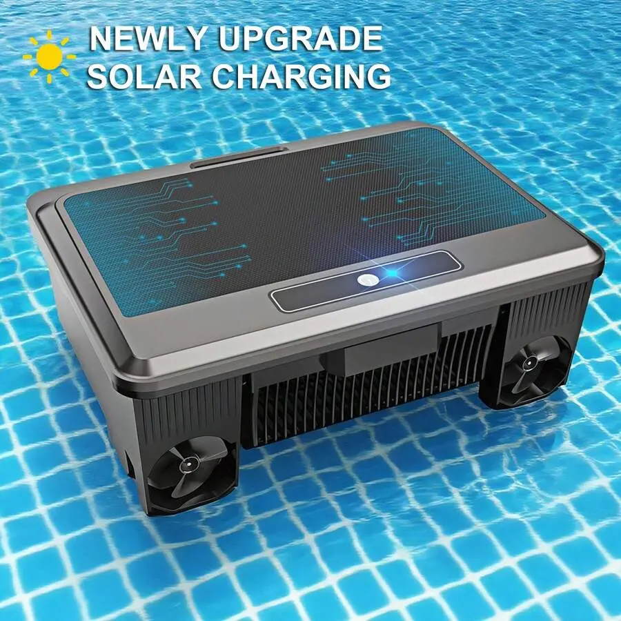 INSE Cordless Robotic Pool Cleaner, Automatic Pool Vacuum Cleaner, USB Charging / Solar Charging, Lightweight, Self-Parking, Wall Climbing, Pool Cleaner For Above Ground Pool