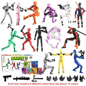 6pcs Action Doll, 3D Trend Toy Model, Multi-Joint Movable, DIY Assembled Digital Man Figure, Desktop Decoration Ornaments, Comes with a Variety of Weapons, Christmas/Halloween Gift Sets