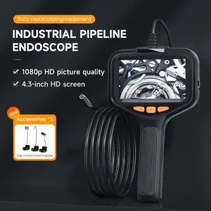 Borescope Camera Industrial Grade Pipe Inspection Camera With Light 4.3 Inch HD Borescope Automotive Waterproof Sewer Inspection Camera With 8 LED Lights