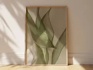 Japandi Wall Art, Sage Green Print, Japanese Art, Large Living Room Decor, Vertical Oriental Art [No Frame]