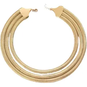 Chunky Snake Choker Necklace Triple Interlocking Snake  Necklace   Chain Layered Necklace Snake   Exaggerated Necklace