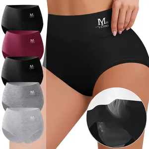 Morelect 5/8/10 Pack Cotton High Waisted Underwear,Tummy Control Classic Briefs,Solid Color Seamfree Panties, Buttery Soft for All Day Undies.