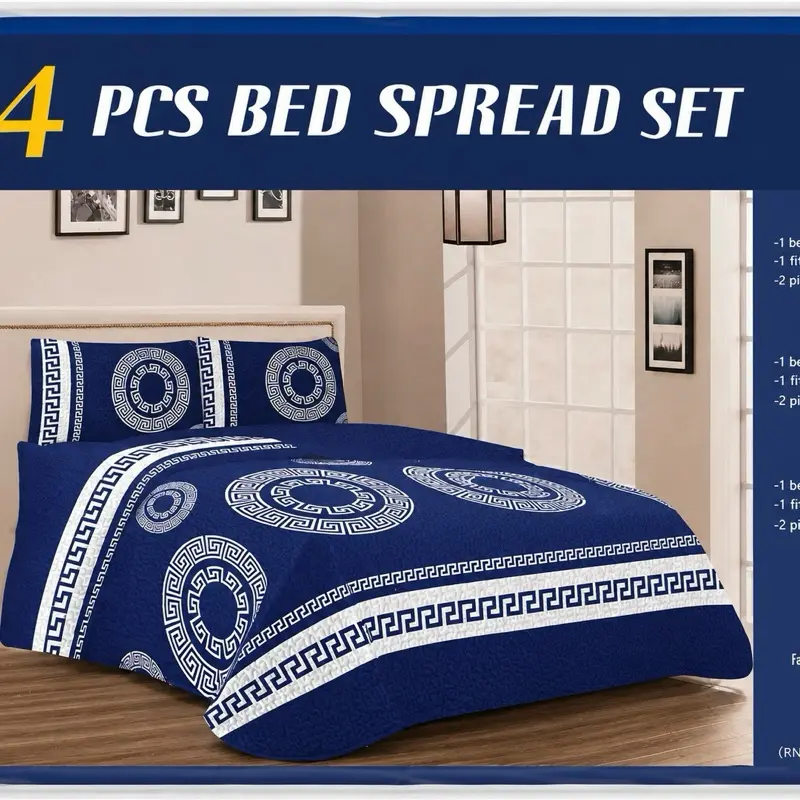 4-Piece Bed Spread Set (Basic Versatile Bedding for Bedroom Use)
