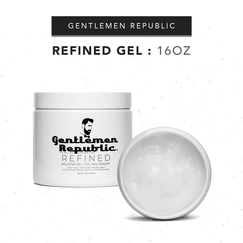GENTLEMEN REPUBLIC Strong Hold Hair Gel - Hair Care Styling Gel with 24-Hour Long-Lasting Shine, Flake-Free, Humidity Resistant, Alcohol-Free Professional Formula, 16oz, Strong Hold Gel