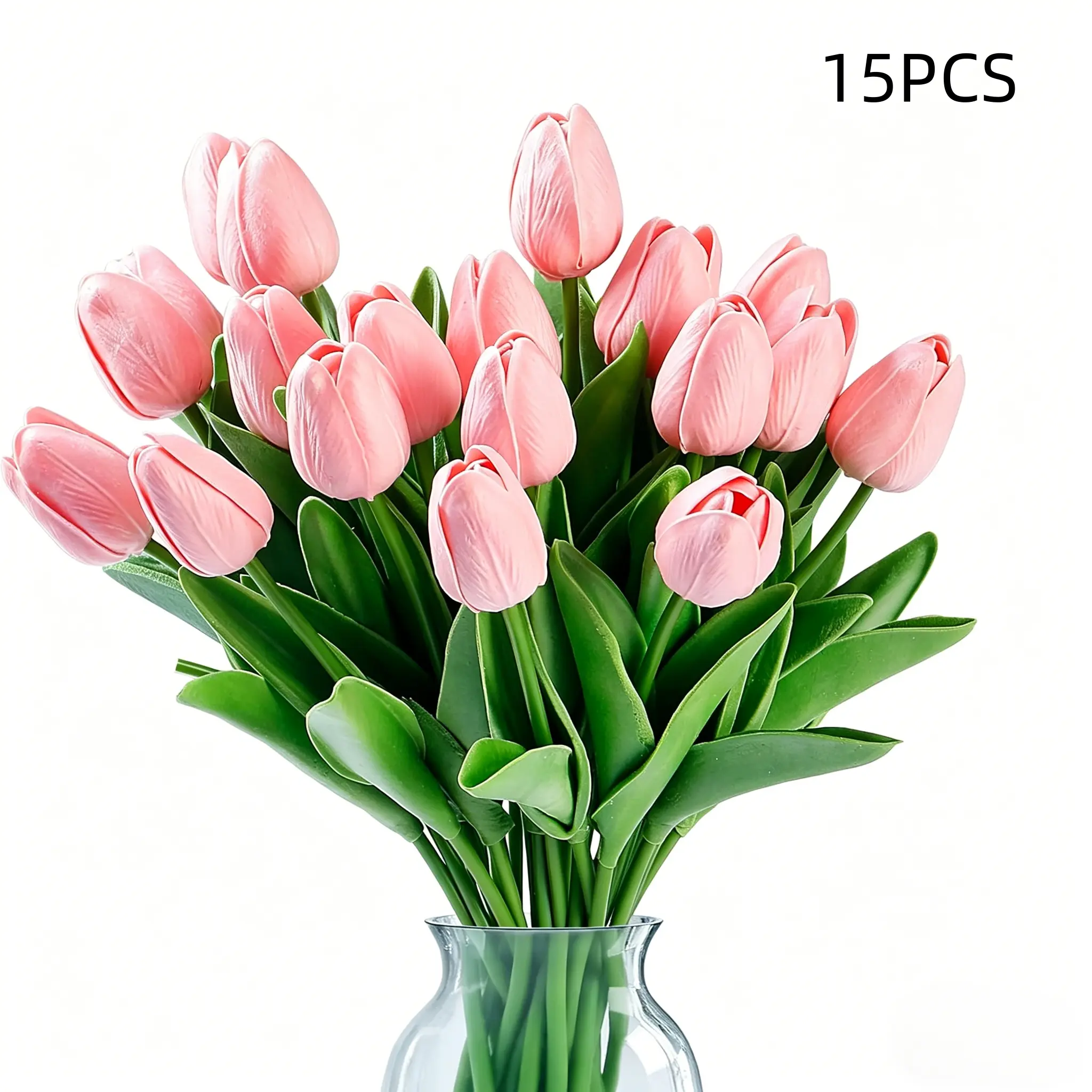15 Pcs Fake Tulips, Colorful Faux Flower, Decorative Artificial Flowers Real Touch PU Tulip Stems for Wedding Spring Bouquet Floral Arrangement Home Party Office Decorations for Mother's Day, Realistic, Lightweight
