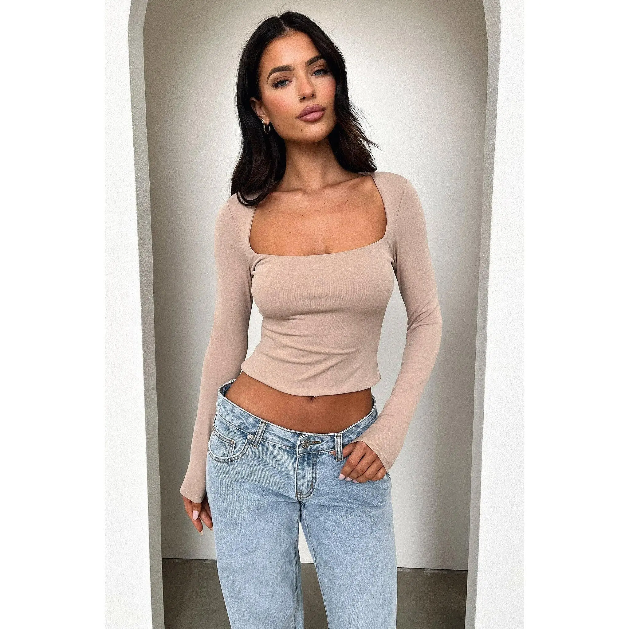 Andre Long Sleeve Top - Beige