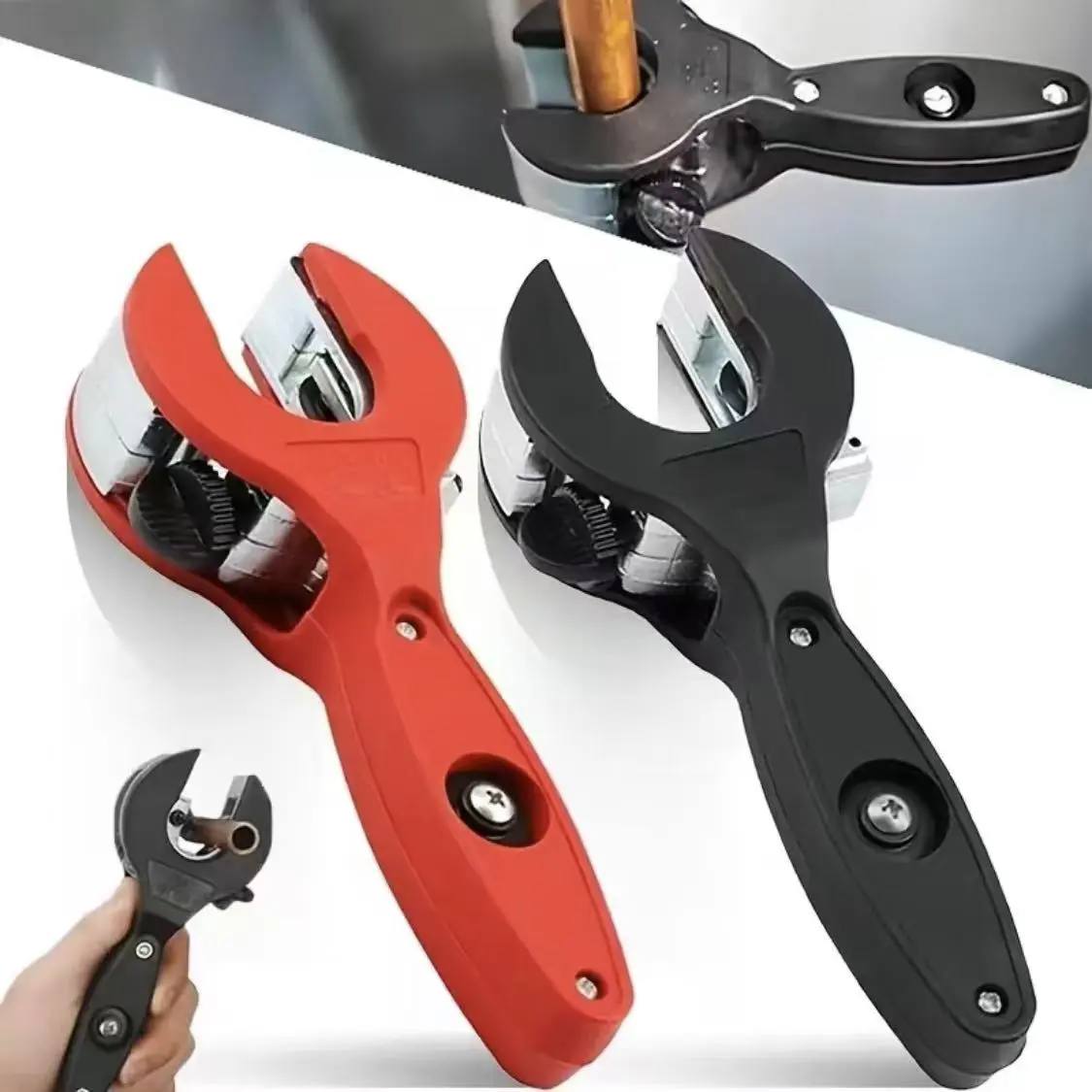 Ratcheting Tubing Cutter, Copper PipeCutter, Tubing Cutter 5/16" to 1-1/8", 2 in 1Close Quarters Tube Compact Cutter,Ratcheting Pvc Cutter for Cutting Pvc, Ppr,And Plastic Hoses (Black)