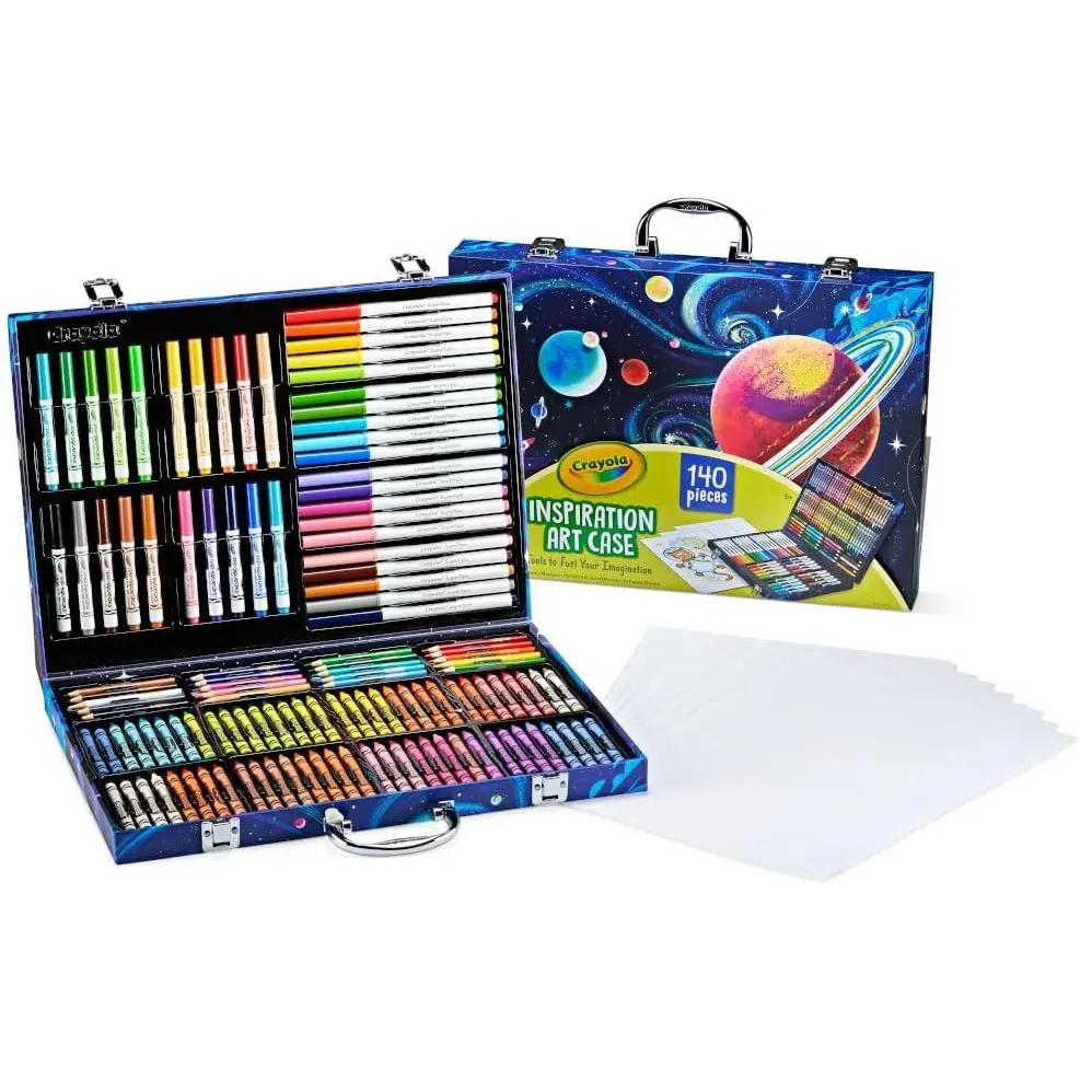 Crayola Inspiration Art Case Space Coloring Set (140pcs), Essential Easter Basket Stuffers, Art Kit for Kids, Crayons, Markers, Pencils, Easter Gifts for Kids, Ages 5+