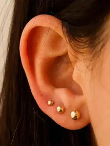 Classic Small Ball Stud Earrings Jewelry Set, Multiple Sizes 3-7mm, Copper Chain, Casual Style, Perfect Gift for Birthdays & Holidays, Ear Studs