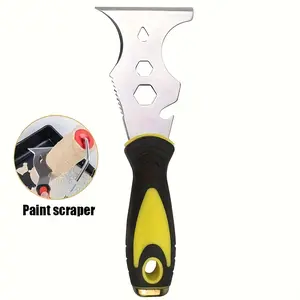 15-in-1 Heavy-Duty Paint Scraper & Multi-Tool With Hammer Head - Soft Grip Handle, Ergonomic Non-Slip Design, Blade For Wood, Wallpaper, Grout, Paint, Tile, Carpet, Flooring - All-in-One Tool For & - Durable Construction For Demolition