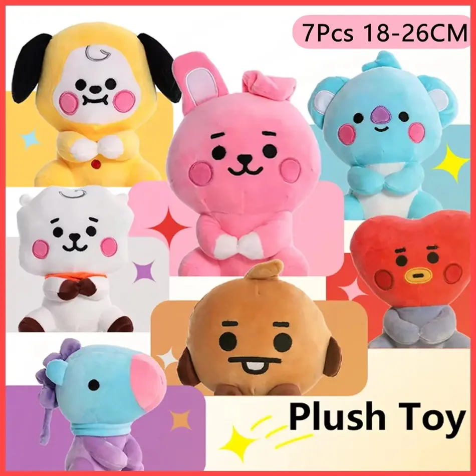 BT21 Plush Keychain Cute Cartoon Pendant Tata Cooky Shooky Mang Koya Soft Stuffed Toy Bag Charm Gift Office Toys Friend Gift