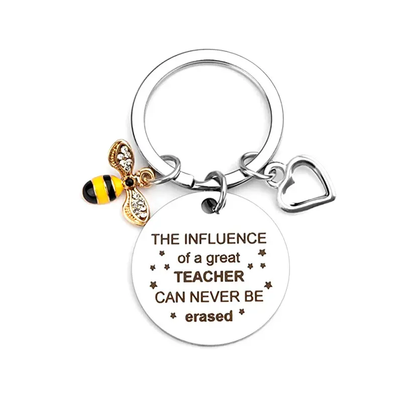 Teacher Appreciation Keychain Gift for Women, Bee Charm Thank You Teacher Gift, Keychain for Teacher Appreciation Week, Graduation, End of Year, Back to School