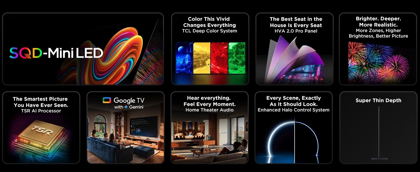 TCL QM7L Series | SQD-Mini-LED QLED Smart TV | 2026 Model | 144Hz | Ultimate Color Ultra Brightness & Contrast | Google AI Bang & Olufsen | Voice Gaming Streaming Television tiktokshopbacktoschool
