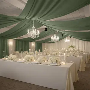 Dusty Sage Green 4-Way Stretch Spandex Event Curtain Drapes, Wrinkle-Free Backdrop Panel with Rod Pockets - 5ft x 20ft