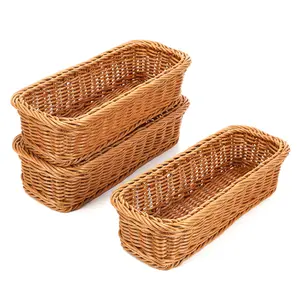 Oval Wicker Bread Baskets, 3 Pack, 10.43in Serving Baskets for Kitchen & Table