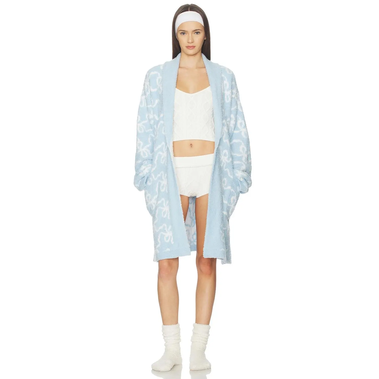 LoveShackFancy Teddy Indie Robe in Blue Moon