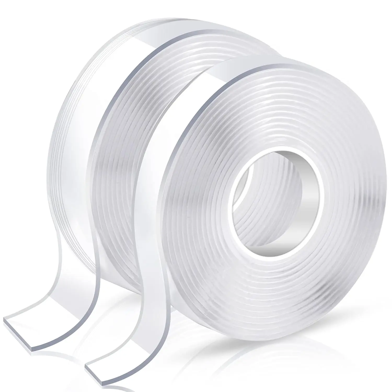 Double Sided Adhesive tape Heavy Duty, Double Stick Mounting (2 Rolls, Total 20FT), Clear Two Sided Wall tape Strips, Removable Poster tape for Home, Office, , Outdoor Use