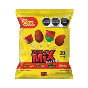 Vero Mix Banda Intensa Sweet Lollipops, Rellerindo Mix and Pica Fresa.  Assorted Flavors, Pack of 20. Pica Fresa 30pk Candy Made in Mexico