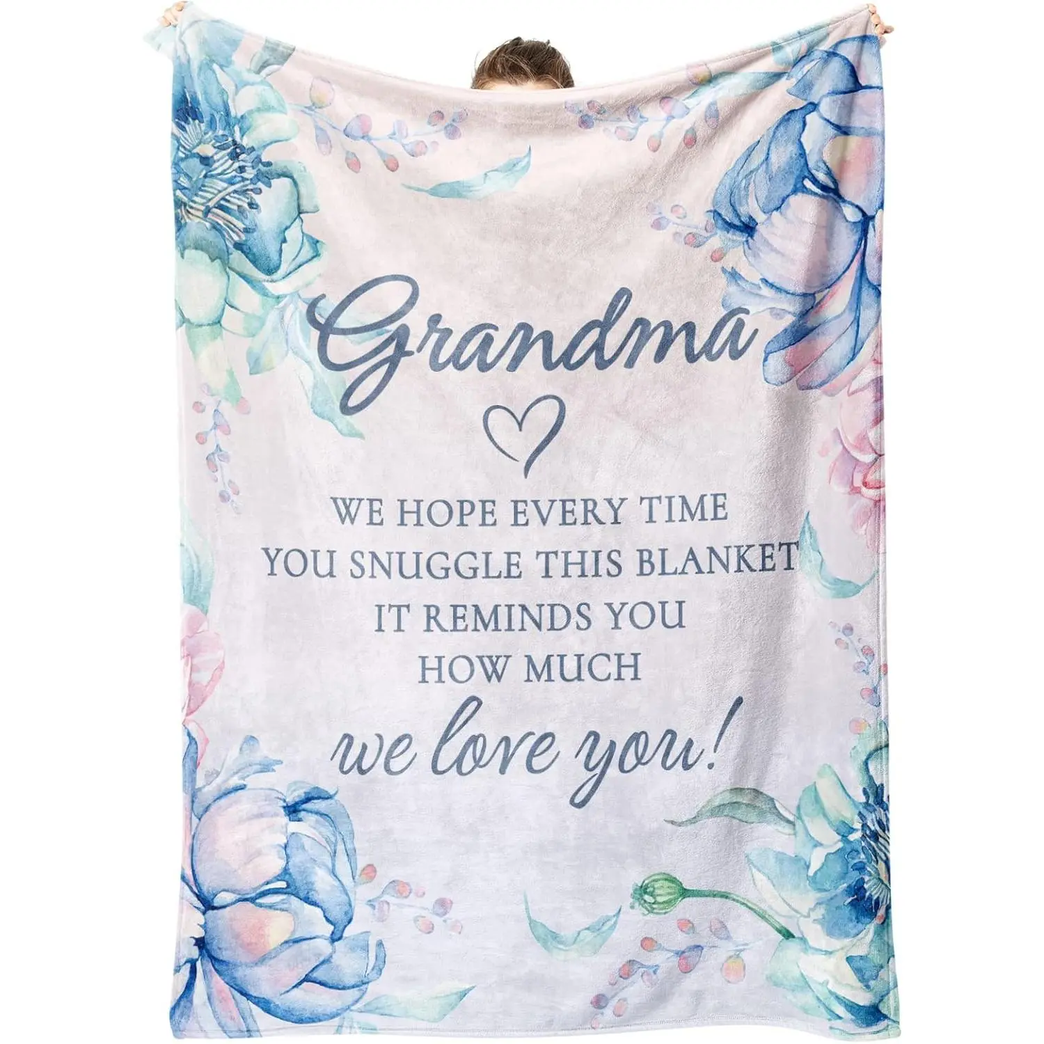 Grandma Gifts Blanket, Grandma Birthday Gifts, Gifts for Grandma from Grandkids on Christmas, Thanksgiving, We Love You Cozy Throw Blankets 50" x 60"