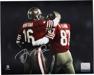 Joe Montana San Francisco 49ers Autographed 8" x 10" Red Jersey with Dwight Clark Photograph - Fanatics Authentic Certified