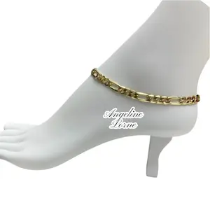 Tobillera fígaro 5mm Laminado 14k capas en Oro real Uso Diario