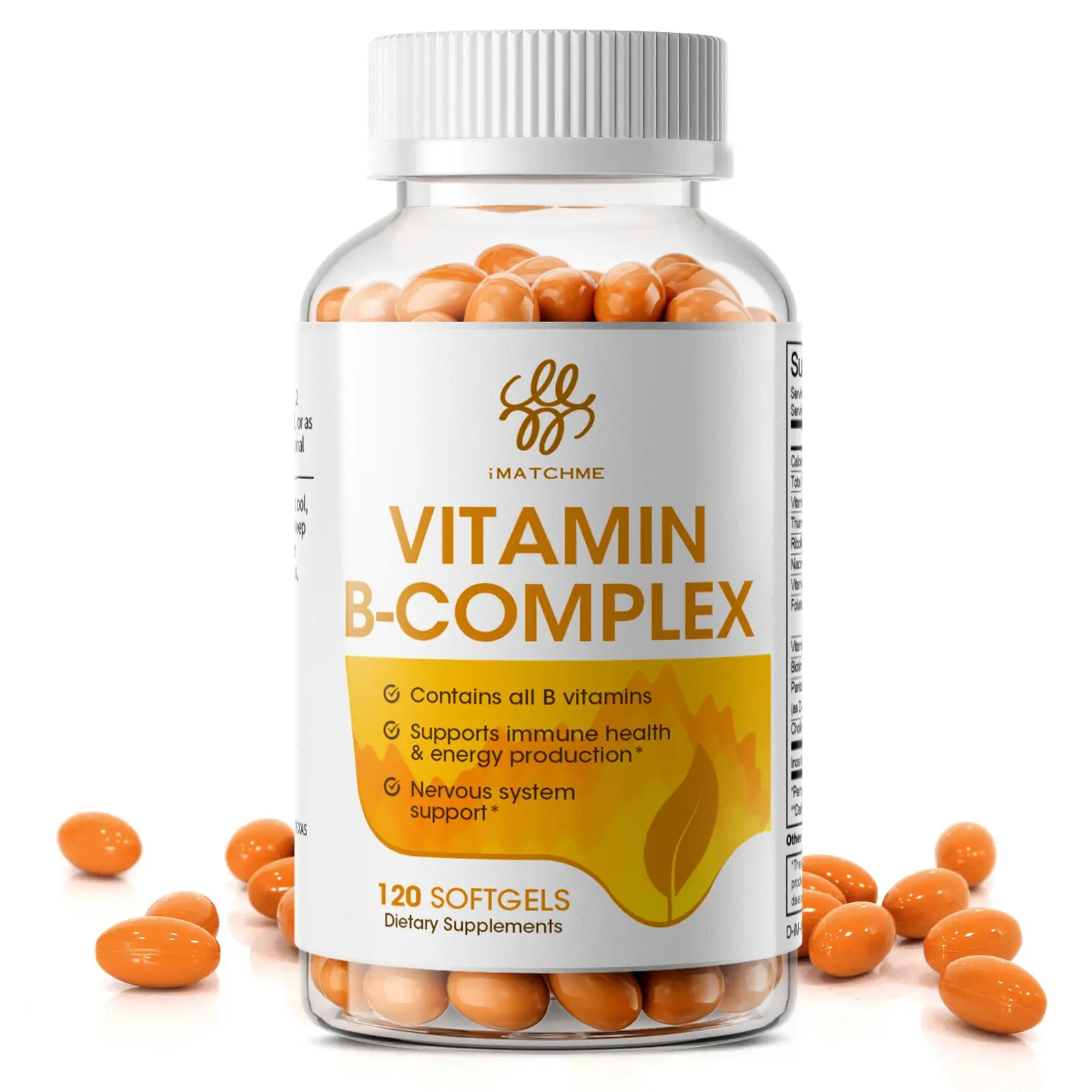 Vitamin B Complex Capsule (B12, B1, B2, B3, B5, B6, B7, B9, Folic Acid & Biotin), for Energy, Stress, Immune Support, 120 Capsules