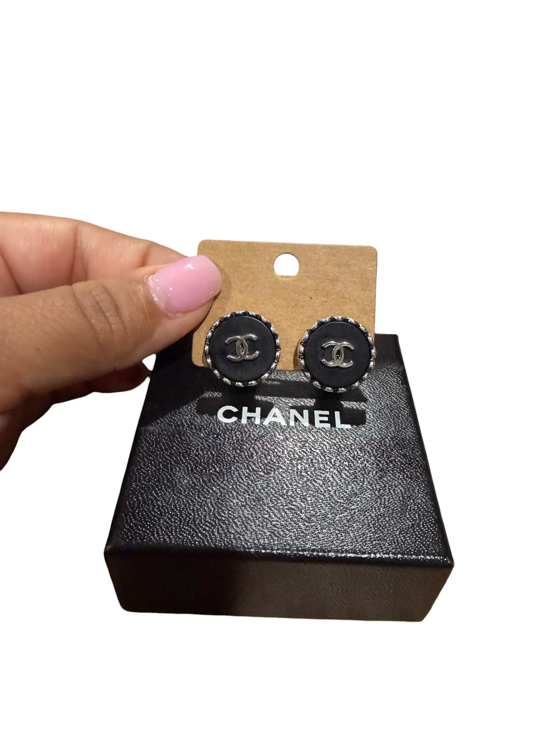 Pre-owned Chanel Silver Coco Mark Clip On Earrings with Box Perfect for Daily Use