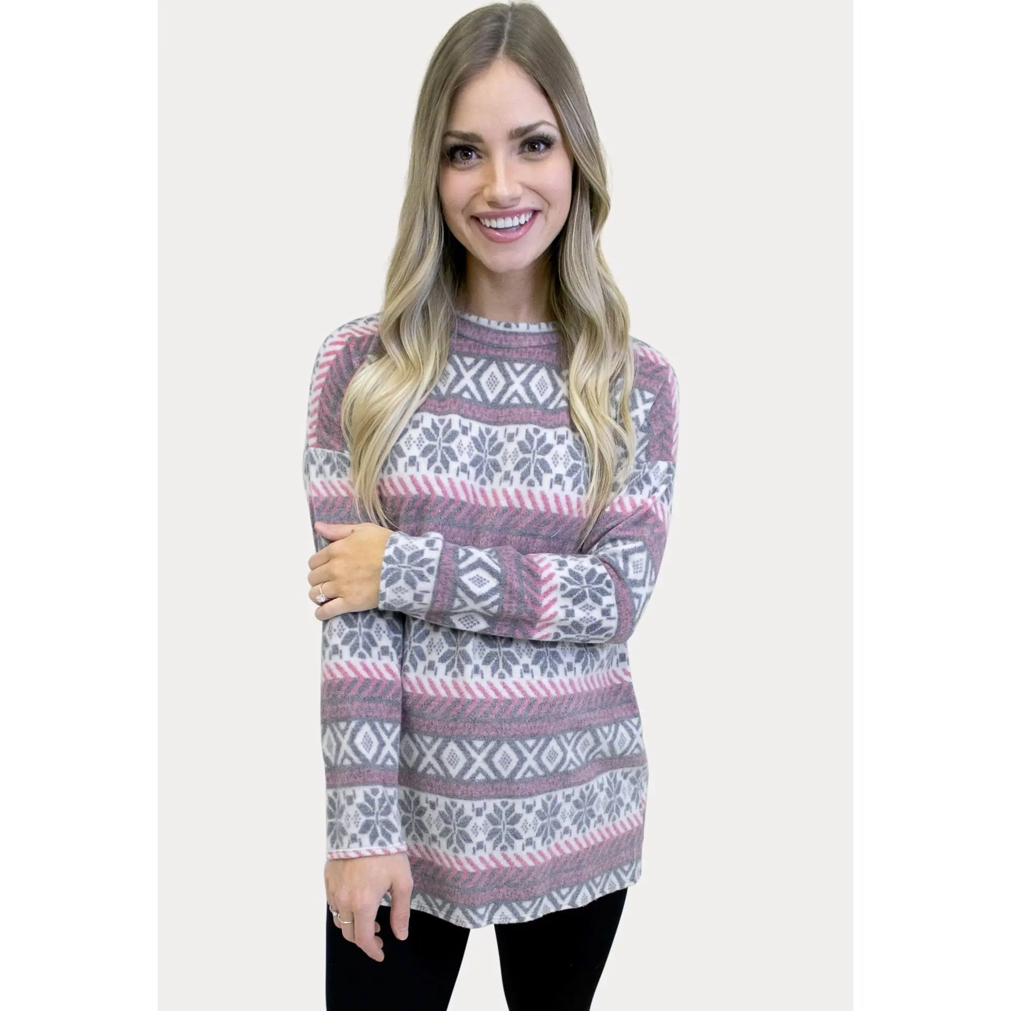 Snowflake Maternity Thermal in Pink