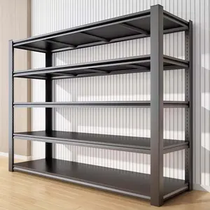 Heavy-duty steel storage rack with a capacity of 3,000 lbs, featuring five tiers and adjustable shelving at a height of 77.4 inches. This freestanding unit, double-layered and powder-coated, is ideal for use in garages and basements.