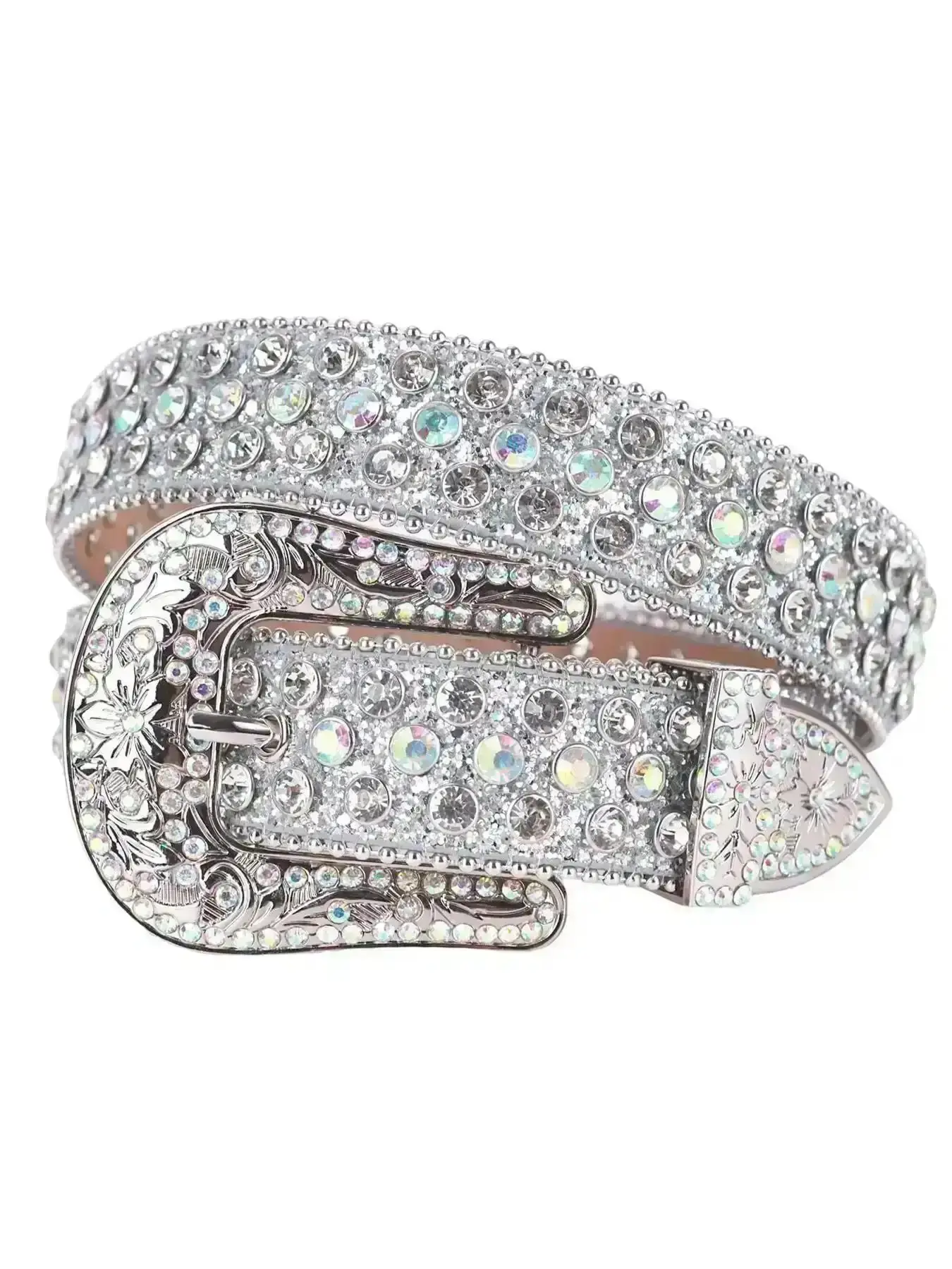 Punk Style Rhinestone Decor Belt Women Men Fashion Party Daily Clothing Trendy All-match Exquisite Birthday Gift Adjustable Waistband Unique Glamorous Love Band Crystal Elegant Wedding Stacking Dainty