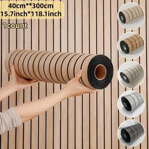 1 Roll 3D Wood Grain Wall Panel, Self-Adhesive Backing, Waterproof, Removable & Reusable, Easy Clean & Install, Home Decor