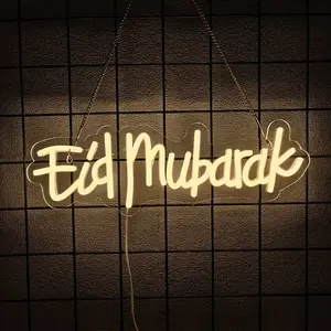 Eid Mubarak Neon Sign Ramadan Mubarak Decorations Islamic Wall Art Moon Star Neon Light  Muslim  Signs for Wall Bedroom Mosque Eid Al Adha Decor Eid Al Fitr Supplies Gifts, LED Neon Lights