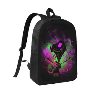 Zim Art Graphic Backpack - Lightweight School Bag with Adjustable Straps, Large Capacity, Neon Green & Pink accents - Durable Daypack for Teens, College, Travel - Unisex Backpack for &, Daily Carry, Playful Aesthetic, Secure Closure, Essentials, for Teena