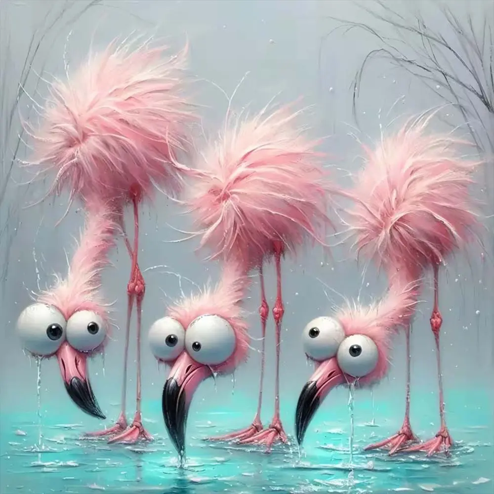 Creative New Design! Pink Flamingo Pattern DIY Diamond Painting Kit, Round Acrylic Diamonds, Mosaic Art Craft, Suitable for Adult Beginners to Relax, Home Wall Decor, Decoration, Ideal Christmas Holiday Gift, Frameless. 20×20cm/7.8×7.8inch