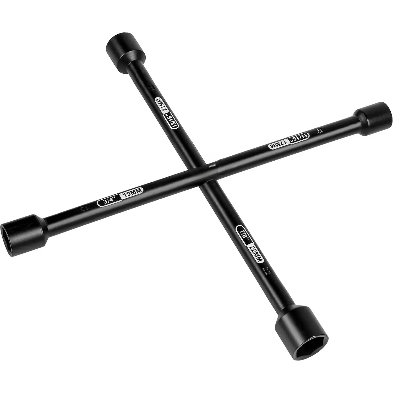 14" Heavy Duty 4-Way Cross Lug Wrench, Universal Tire Repair Tool, Forged Heat-Treated Carbon Steel Car Tool, Black Finish, Car Tools