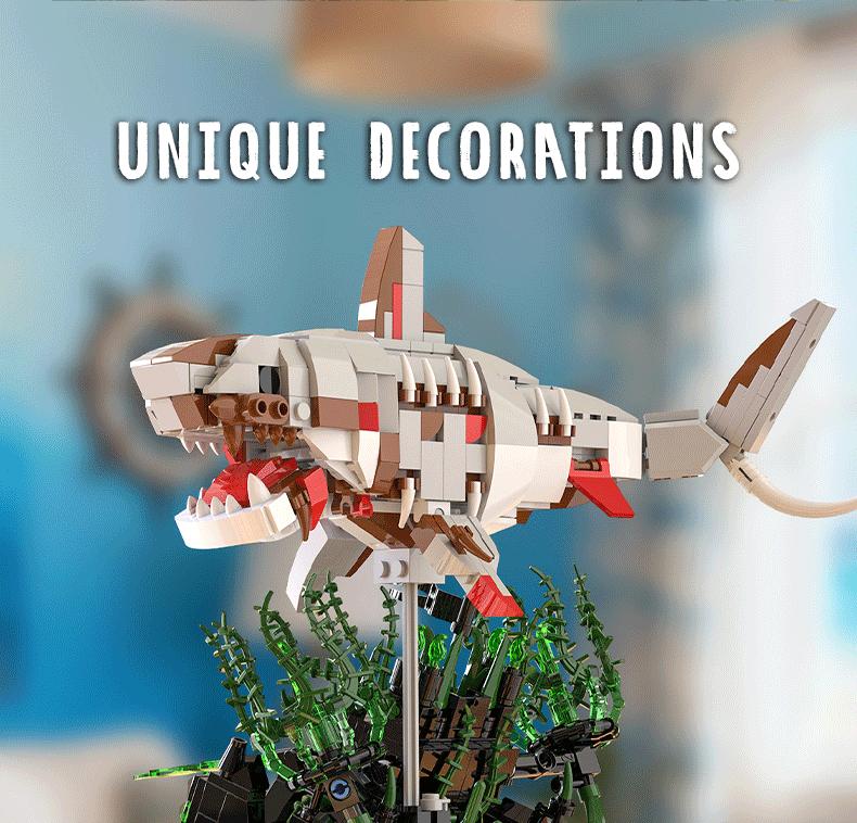 Deep Sea Megalodon Building Set, 1,014+ Pieces, Underwater World Marine Life Model Kit, High Difficulty Collectible Display Assembly Toy for Adults, Creative Gift for Ocean Enthusiasts