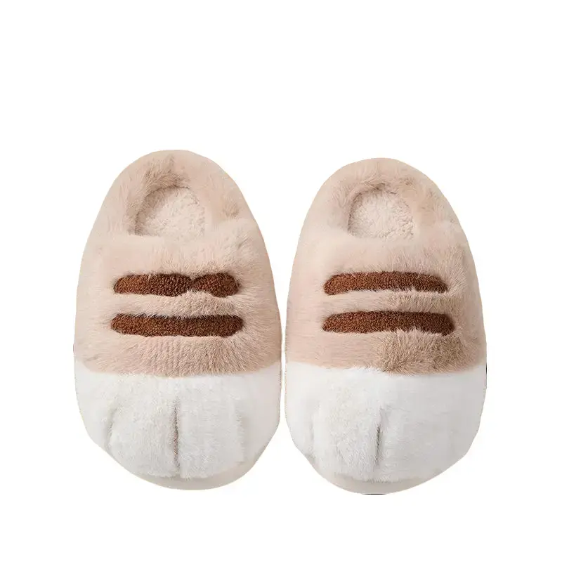 Women’s Cute Cat Paw Footwear Cozy Fuzzy Plush Indoor House Slippers, Thick Non-Slip Sole, Warm Winter Bedroom Shoes, Gift for Her