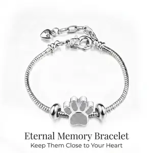 Pet Memorial Bracelet with Paw Print Charm for Cat and Dog Owners to Commemorate and Honor Their Beloved Pets  gifts dog design hair decoration