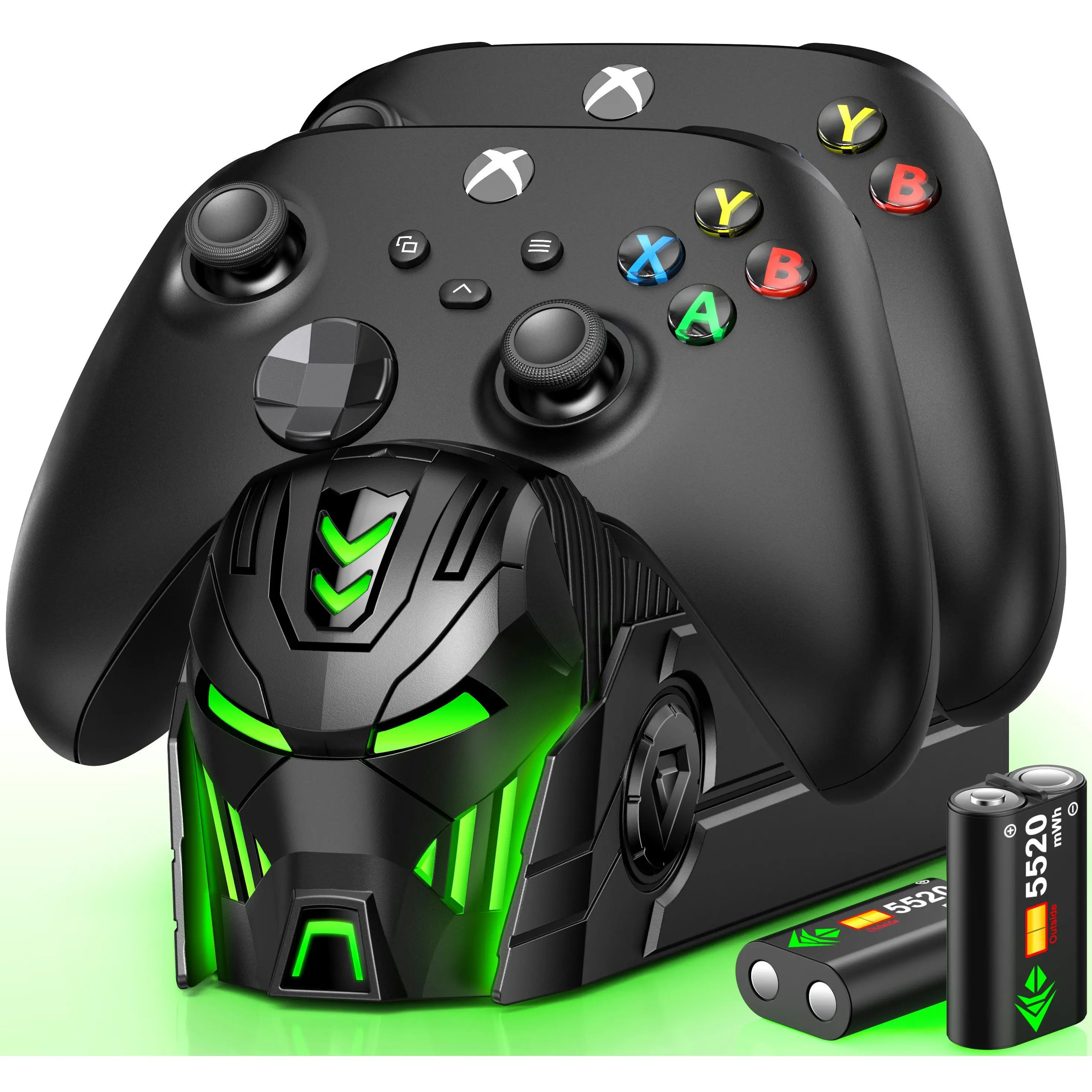ESYWEN Rechargeable Xbox Controller Charger Station with 2x5520mWh for Xbox Series X/S/One/One X/One S Elite Controller,Charging Dock for Xbox One Controller Battery Pack with 4 battery Covers