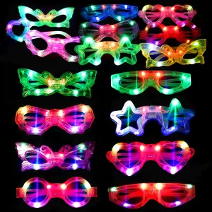 10pcs LED Glasses for Kids, Glowing Festival Party Supplies, Glow In The Dark, 6 Shapes Flashing Plastic Light Up Toys, Rechargeable Batteries Included